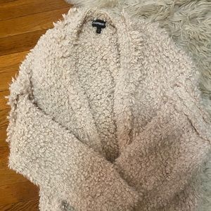 Express super soft teddy cardigan sweater cream s lounge